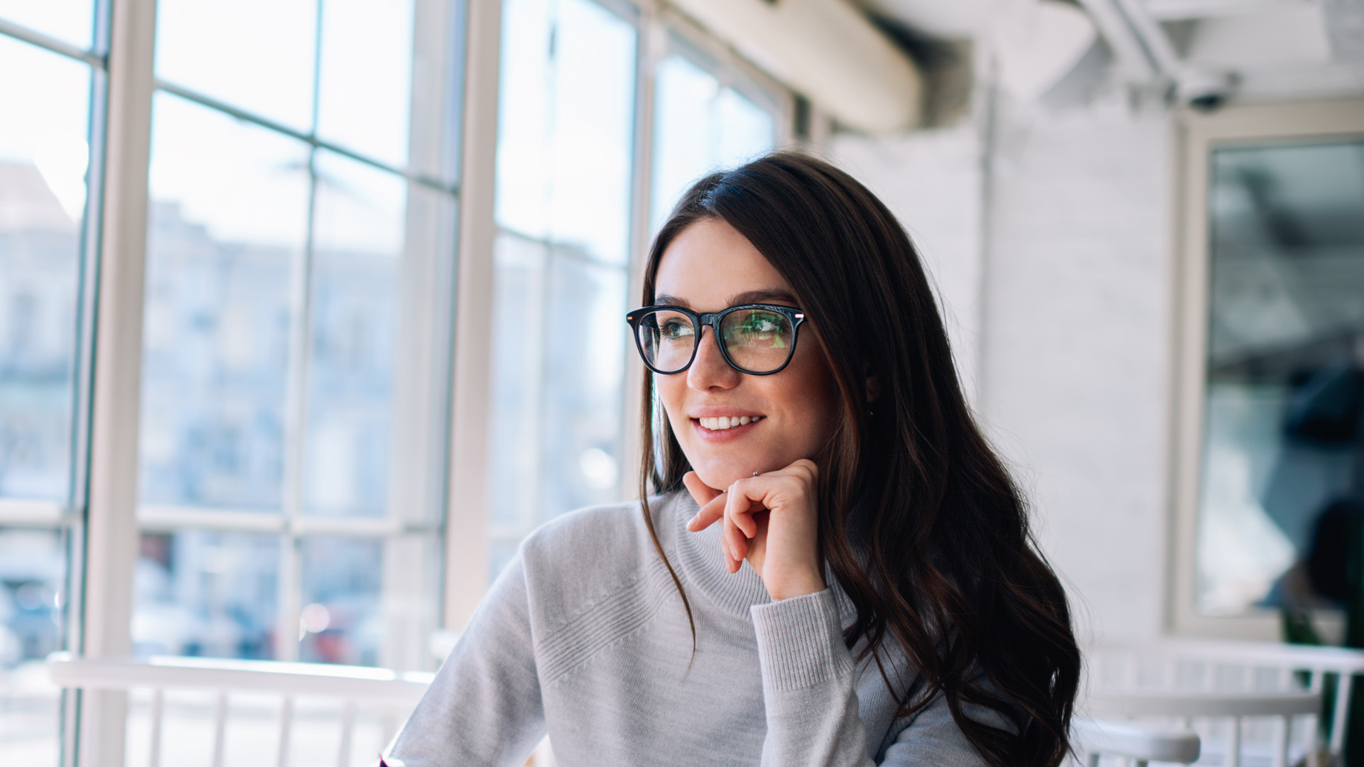 Portrait of a young lady in a agency.