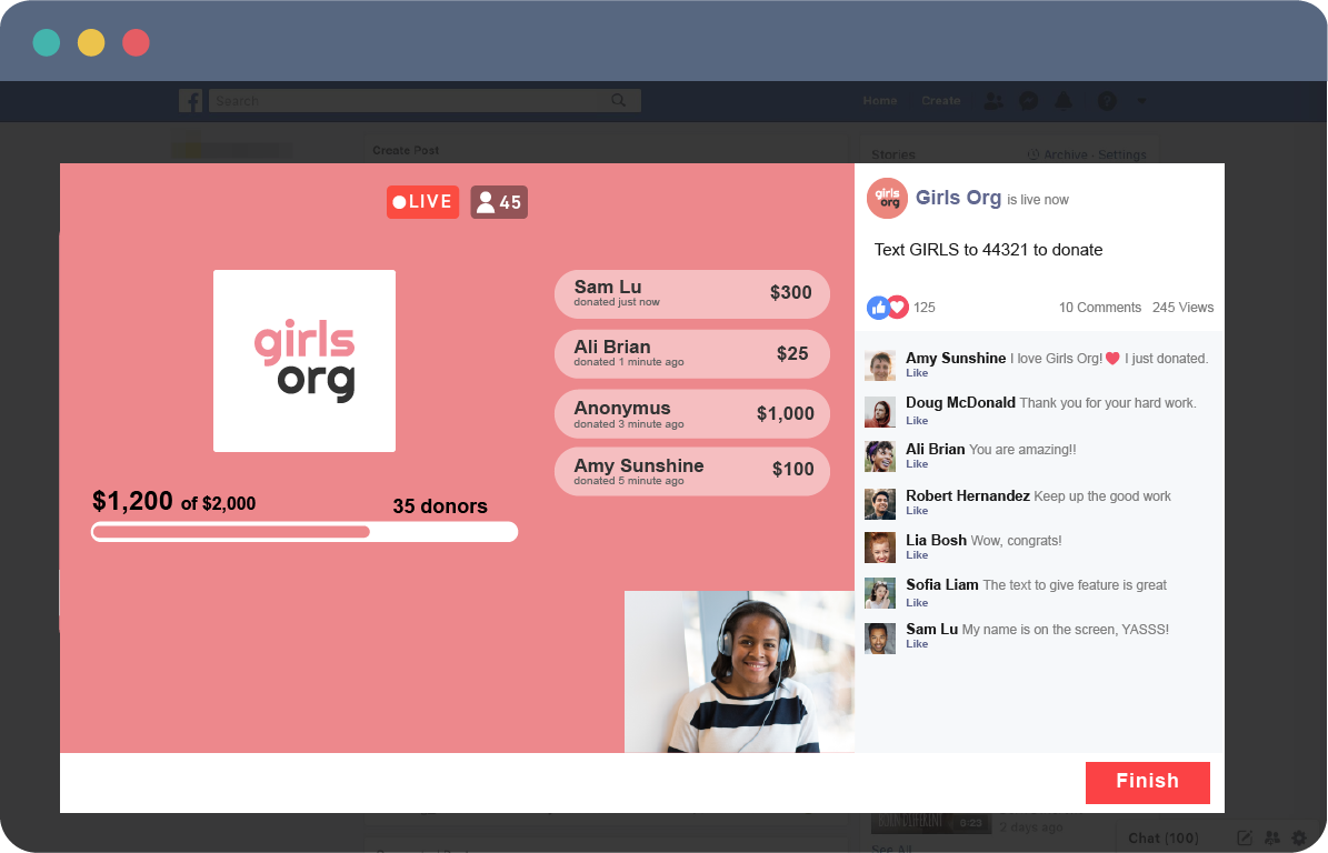 Live Displayembedded in a Facebook Live video