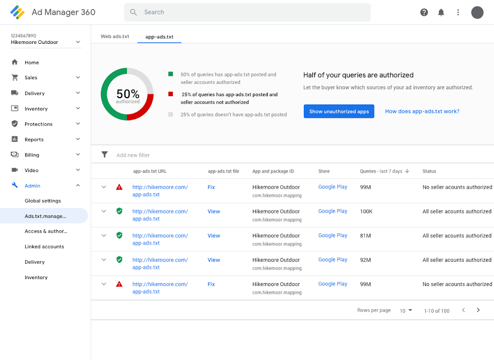 Checking valid ads.txt with Google Ad Manager 360