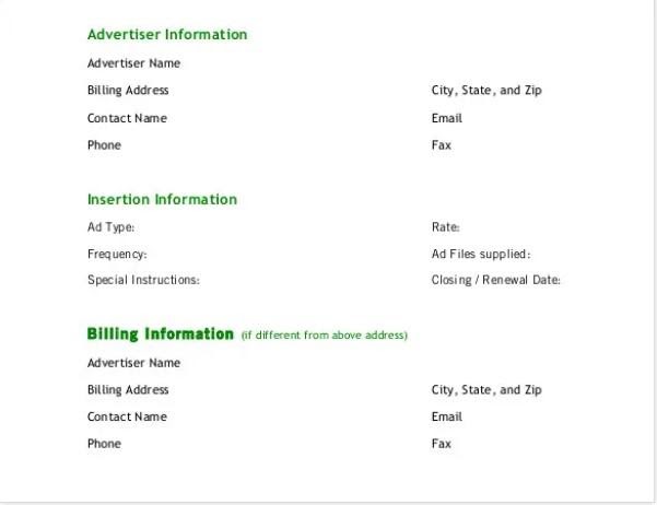 Insertion order template sample