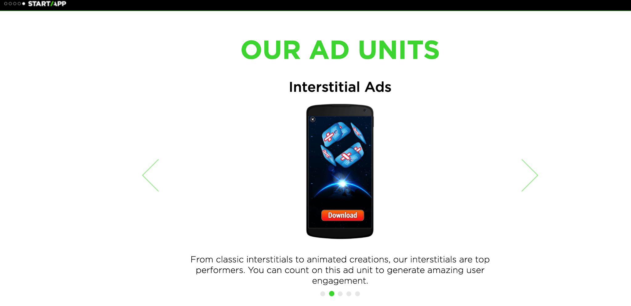 StartApp Homepage