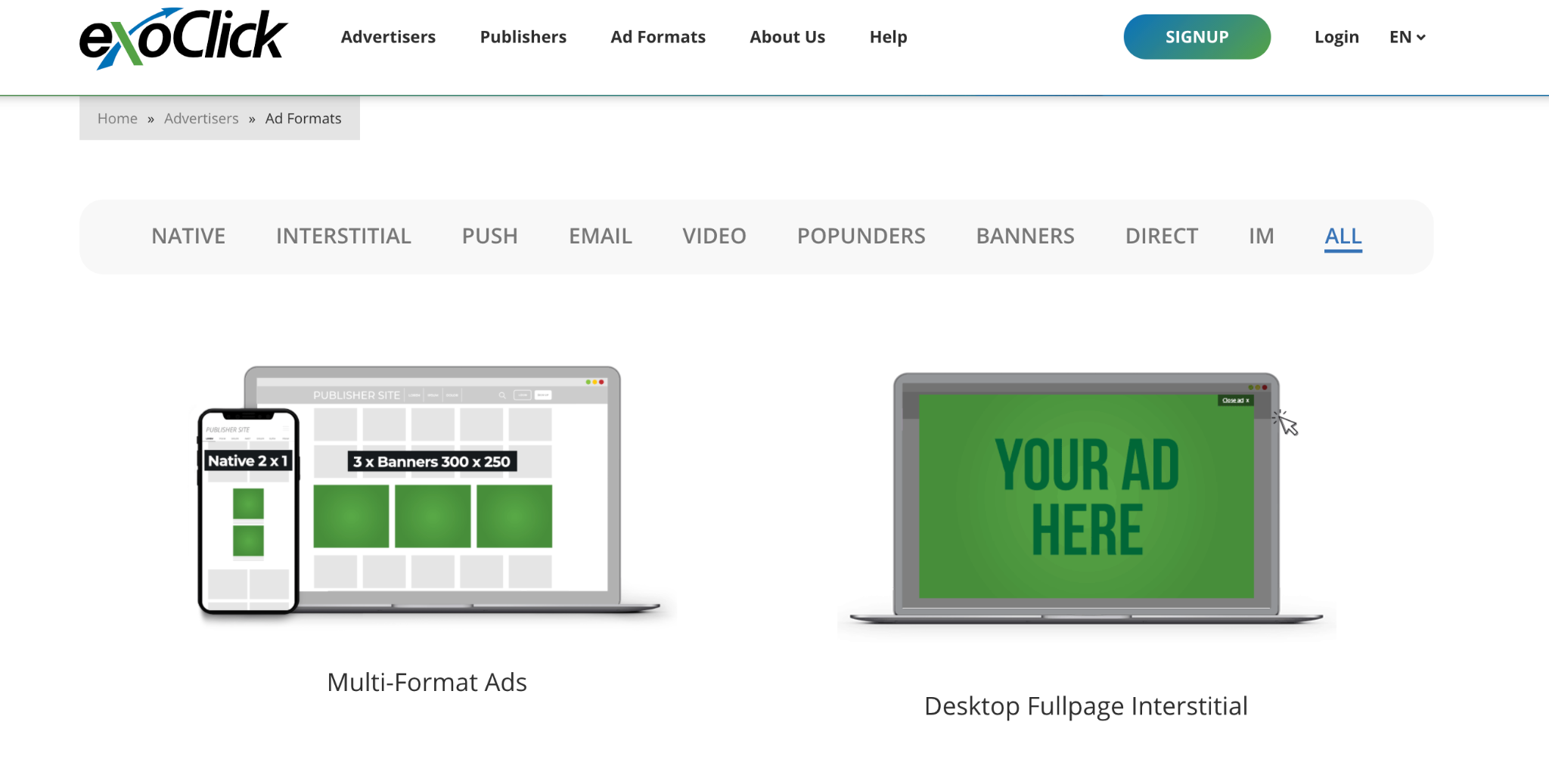 ExoClick Homepage