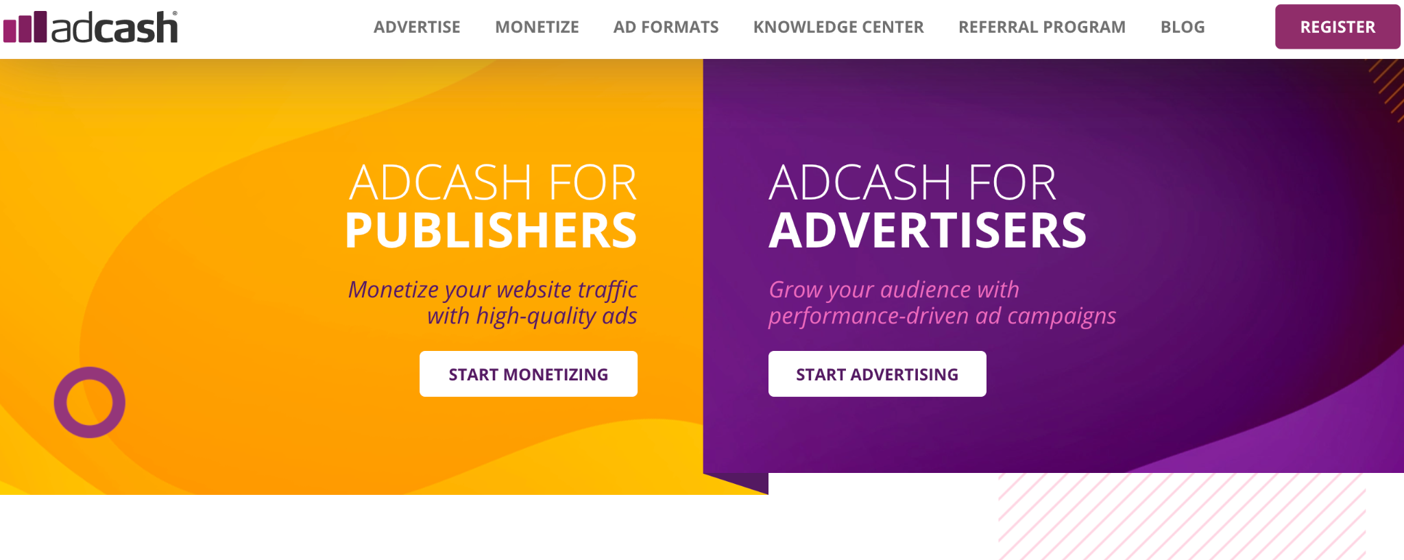 Ad Cash Ad Network Homepage