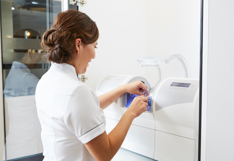 Dr Teresa Li uses CEREC technology to create a porcelain filling at TL Dental