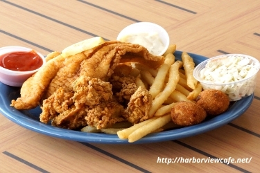 Fried catfish with fries from Harbor View Cafe