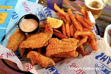 Catfish basket with fries from Shaggy's Gulfport Beach