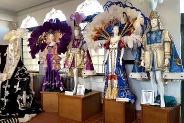 Costume exhibition inside Alice Moseley Folk Art & Antique Museum