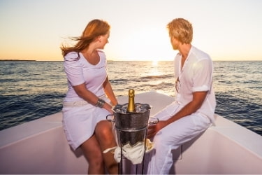 Couple on a romantic date in a cruise