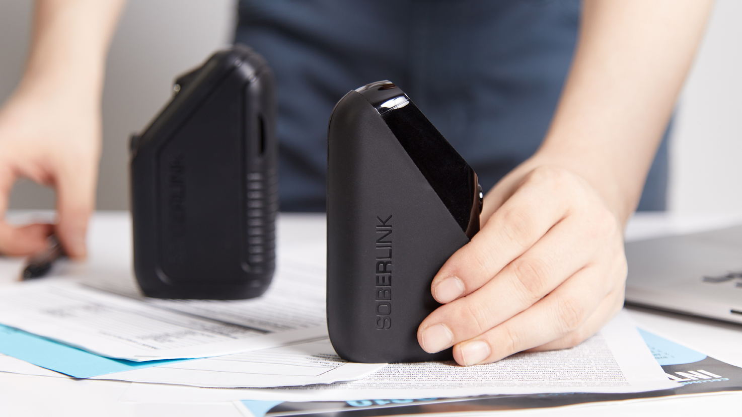 A man trying to utilize the Soberlink technology
