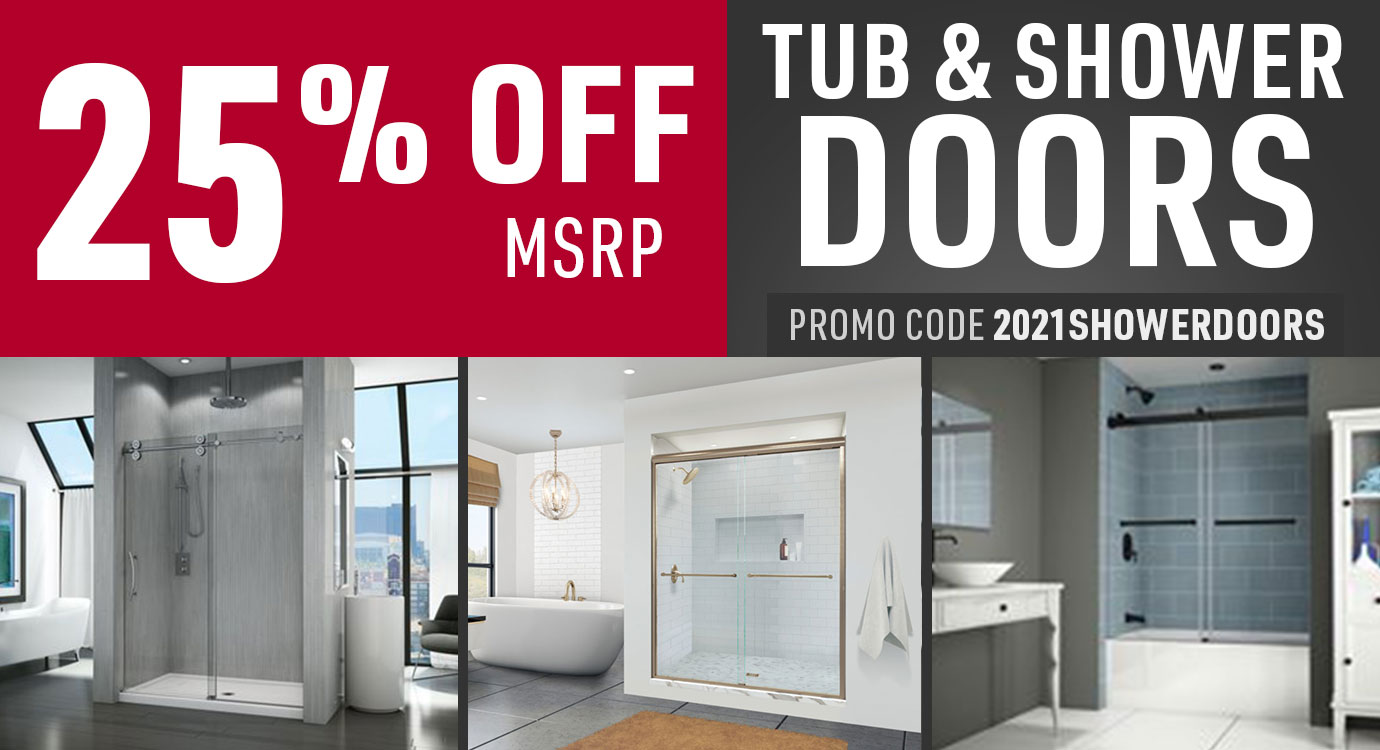 Get 25% off shower doors and tub doors