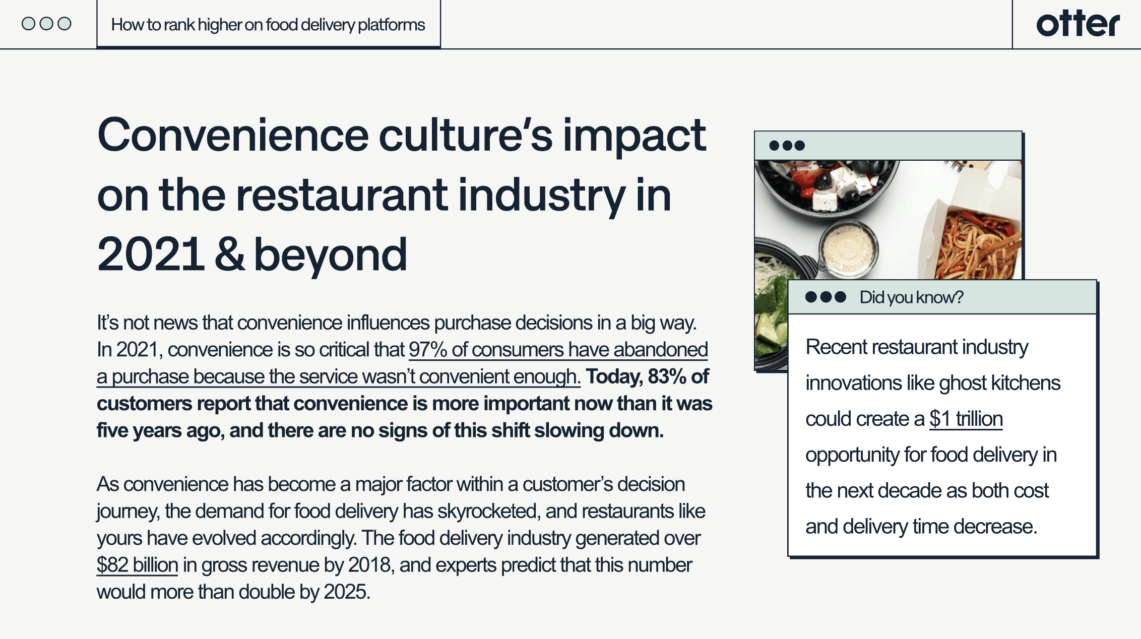 Increase restaurant ranking delivery