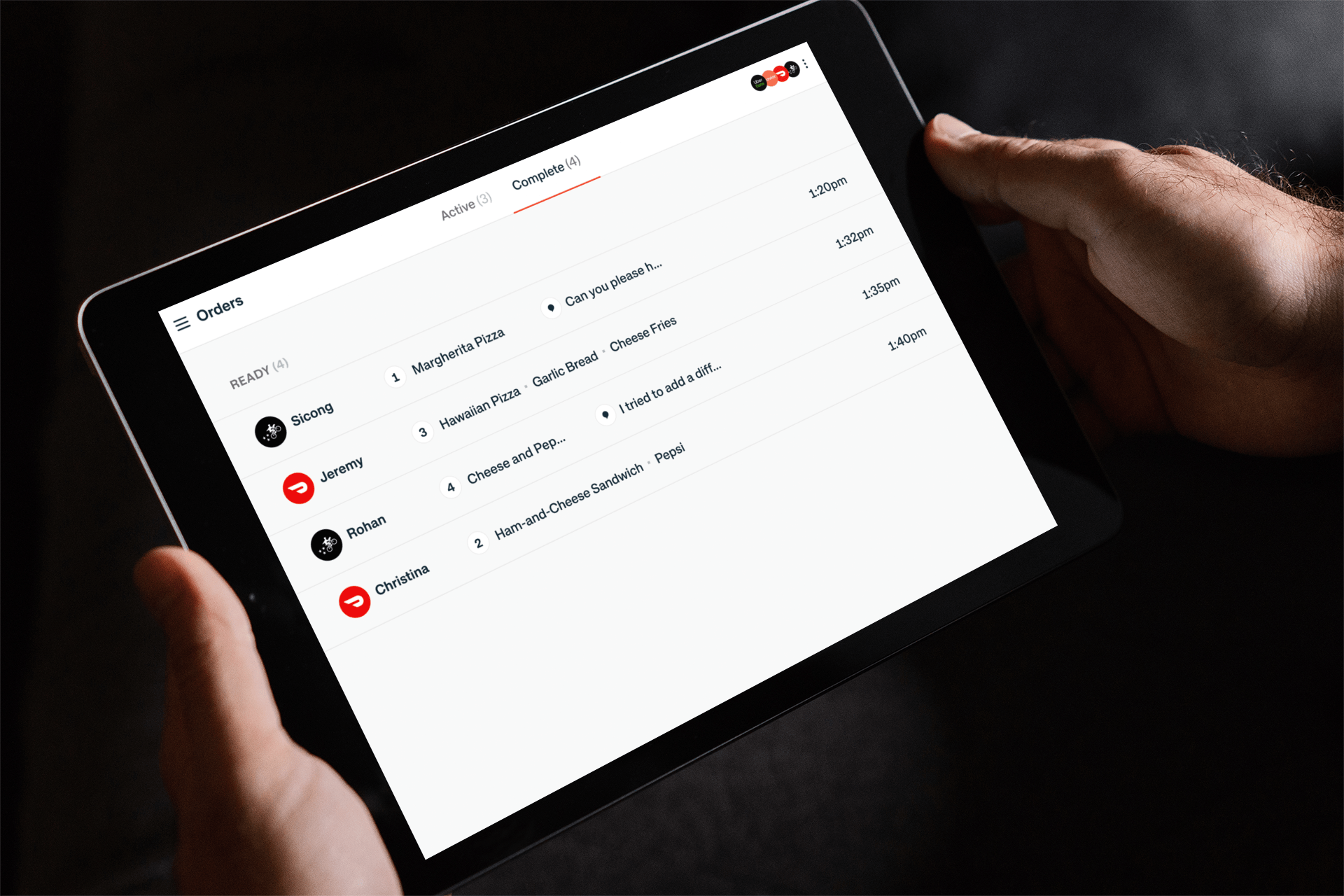 Food delivery management solution tablet