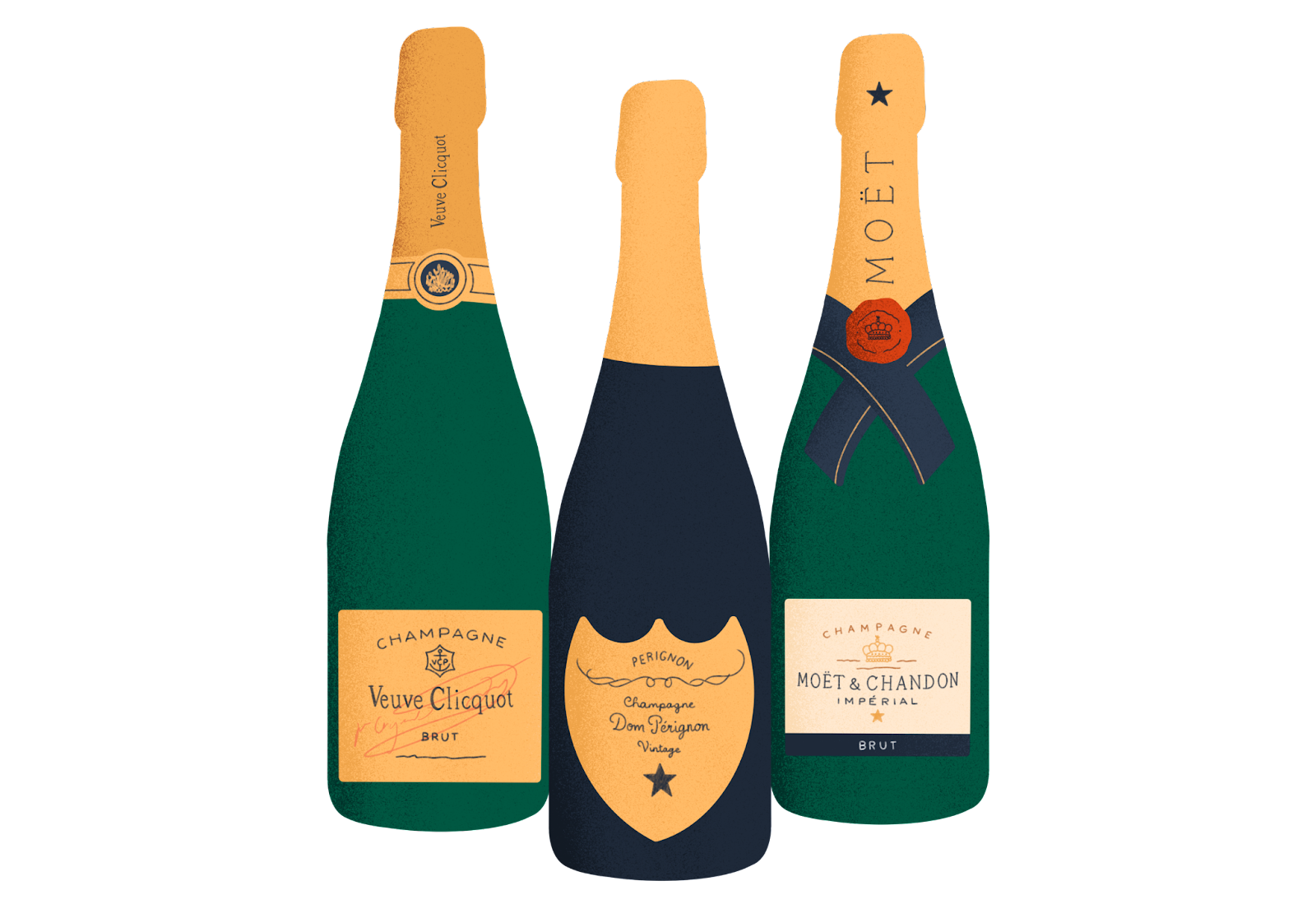 Illustration of champagne bottles