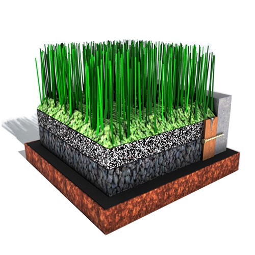 Showing the x-grass layers for draining purposes.