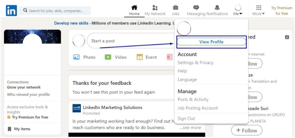how to share a linkedin profile