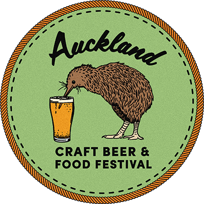 Auckland Craft Beer & Food Festival Logo. Kiwi Bird Drinking from a frothy beer glass.