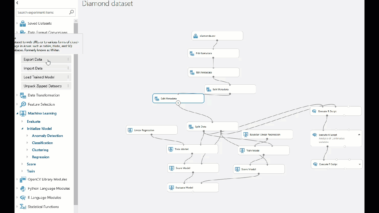 Microsoft Azure Machine Learning Studio screenshot