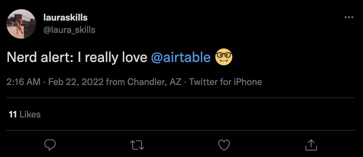 Tweet about airtable