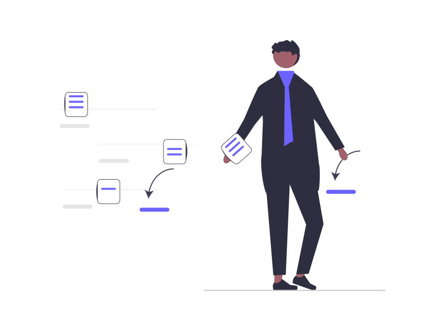 Figure of a man classifying text documents