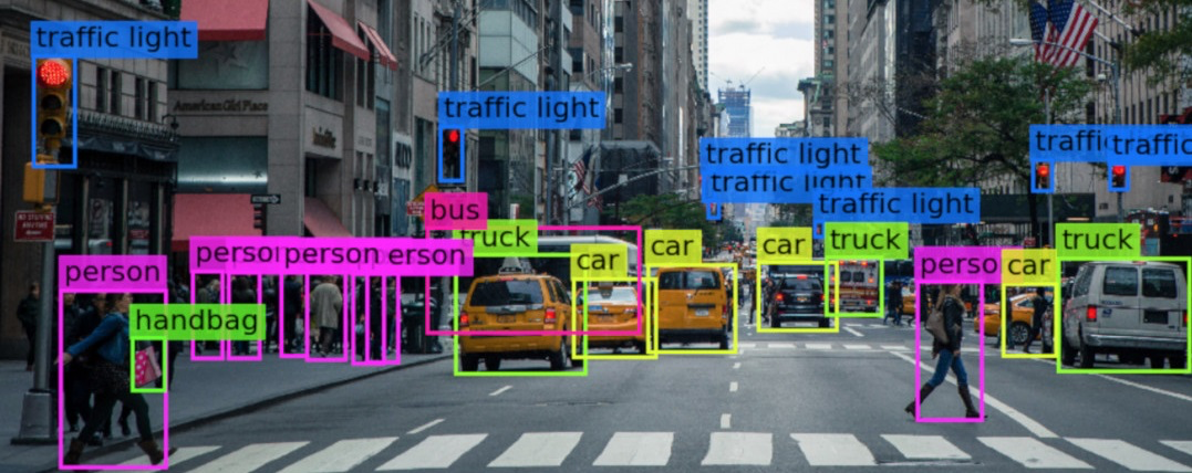 Example of computer vision - several items of an image are being tagged