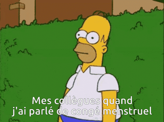 gif congé menstruel avec homer simpson qui se cache dans les buissons