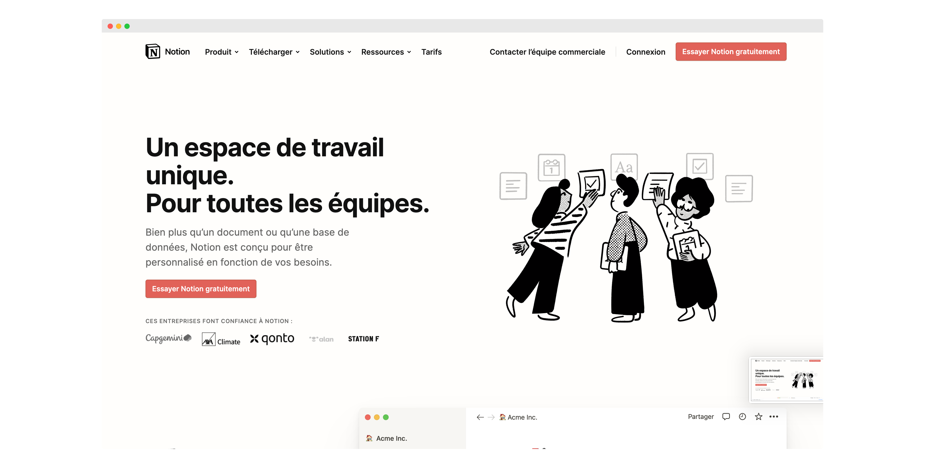 Capture d'écran du site Notion
