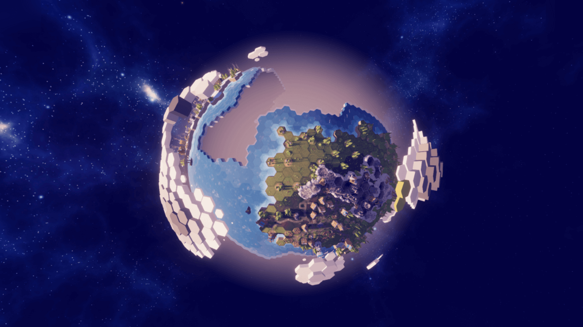 Half-formed planet with glow behind it