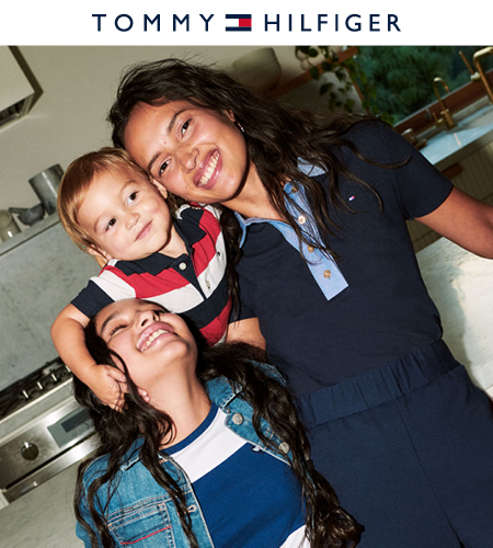 Three kids wearing Tommy Hilfiger clothes