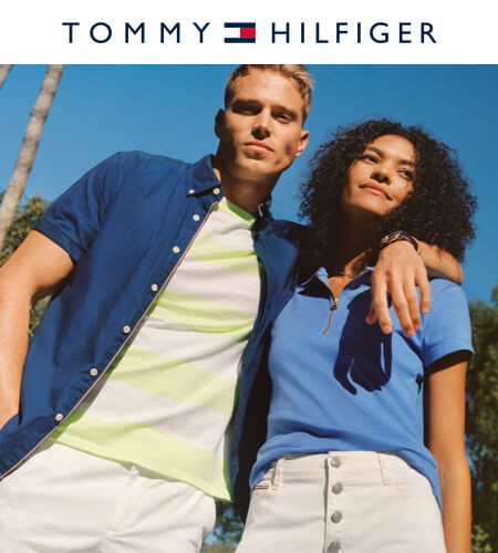 Young man and woman wearing Tommy Hilfiger clothing