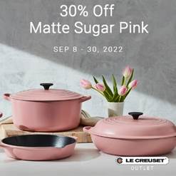 Matte sugar pink Le Creuset cookware