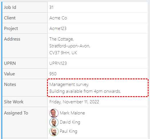 Viewing Job Notes - Flow Mobile Surveying