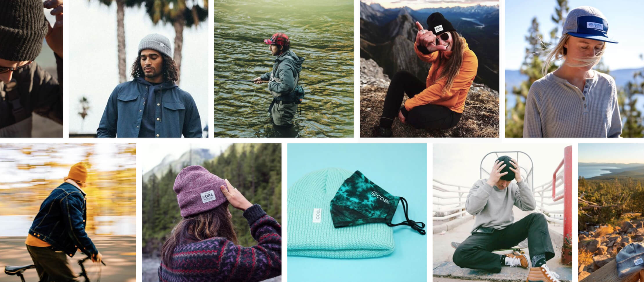 A collection of social media photos from Coal Headwear.