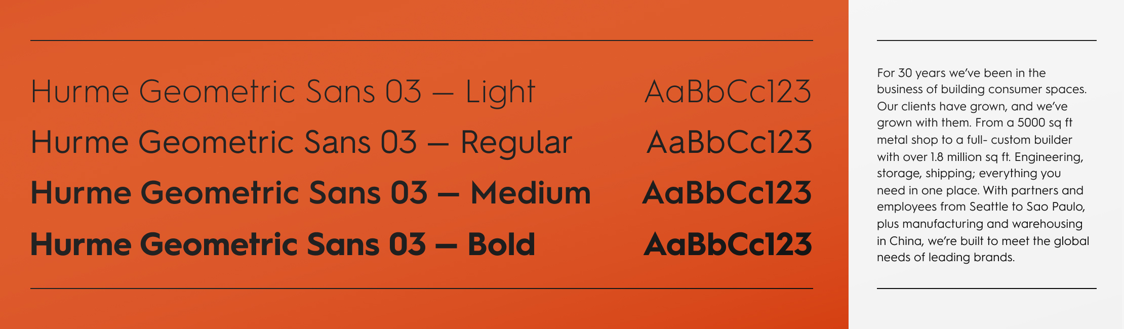 Displaying the type styles for Triad Manufacturing's brand guidelines.