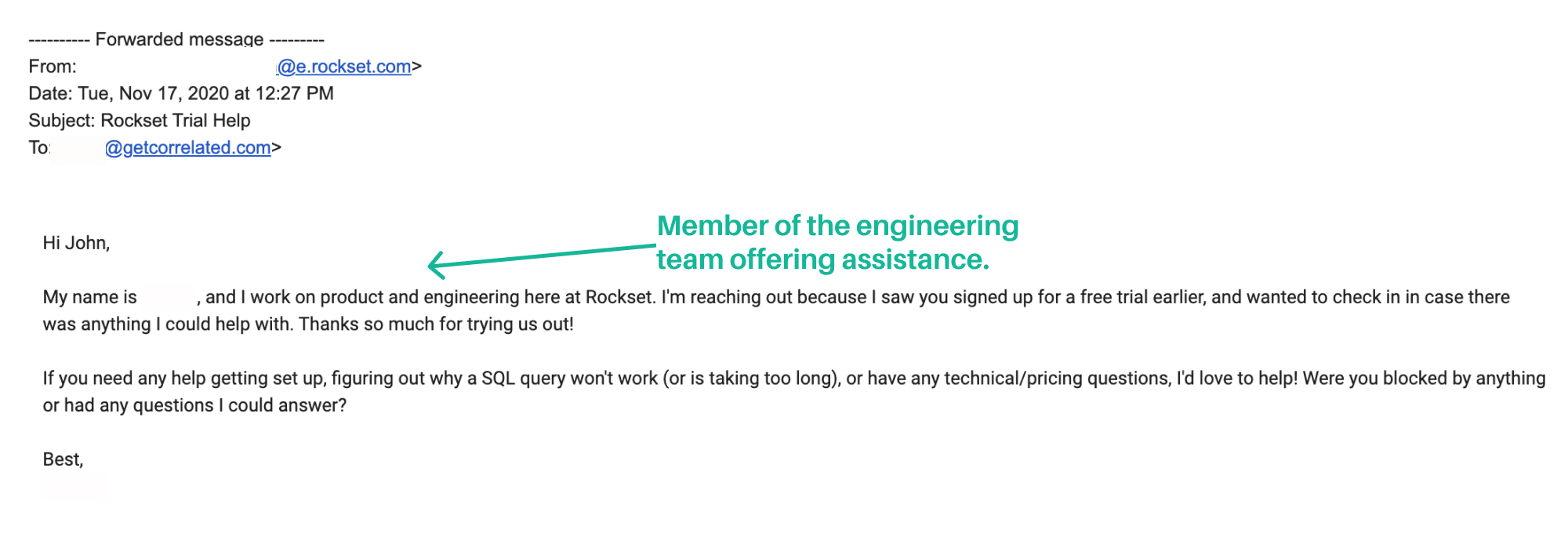 sales email for a developer
