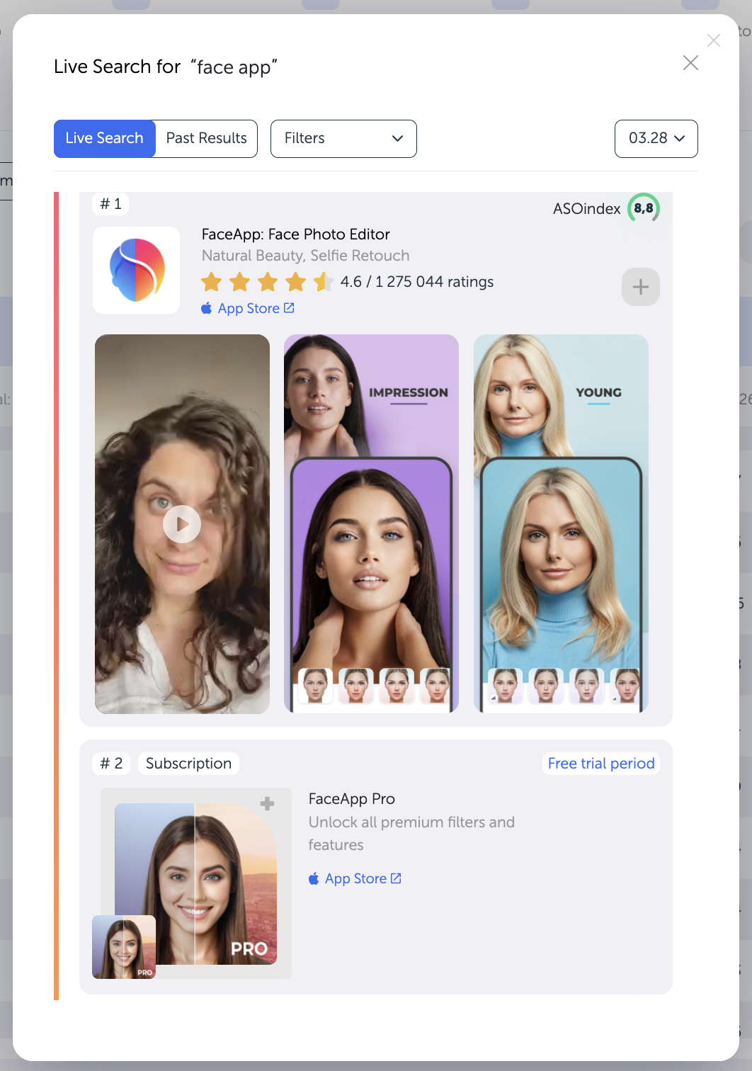 This is how a promoted in-app subscription looks like in the App Store search