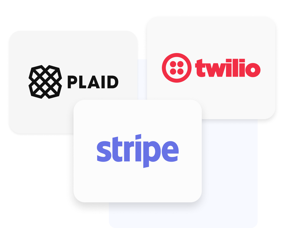 Plaid, Twilio and Stripe logos