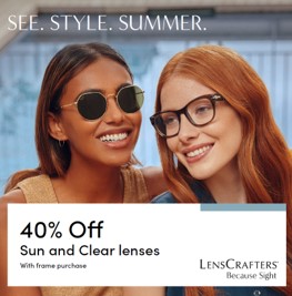 40% Off Sun and Clear Lenses with Frame Purchase Poster