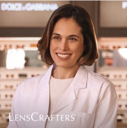 Optometrist standing in front of a LensCrafters store