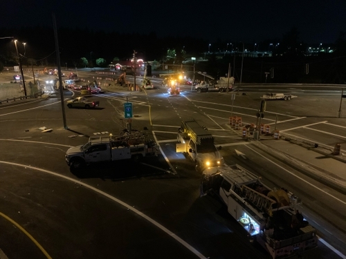 Experienced industrial electrical contractor working on complex intersection