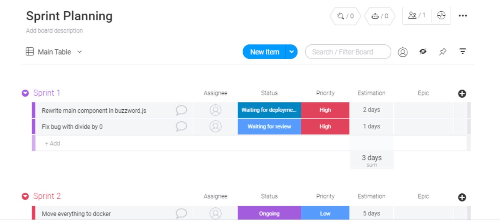 Monday UI Example