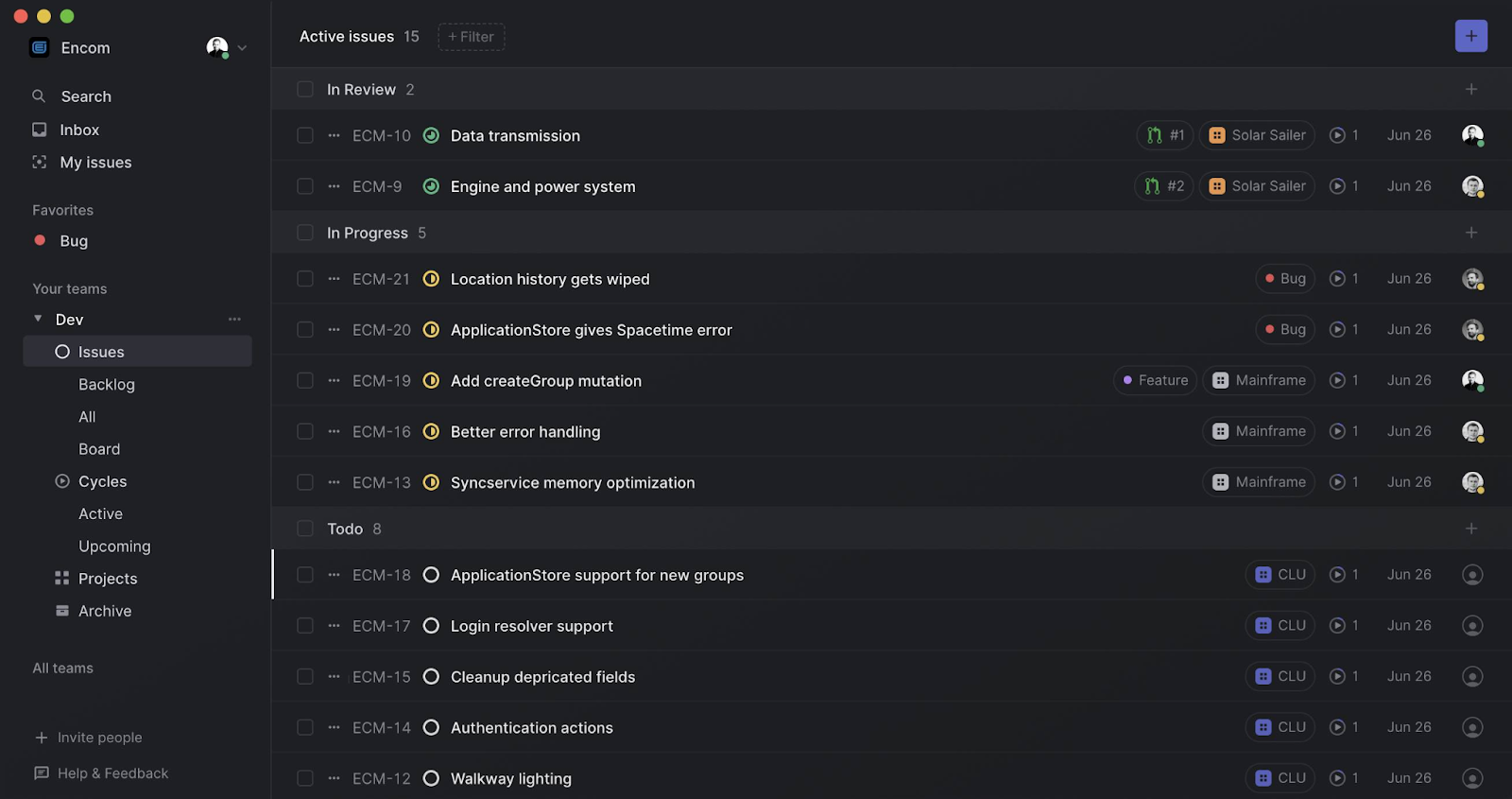 Linear UI Example