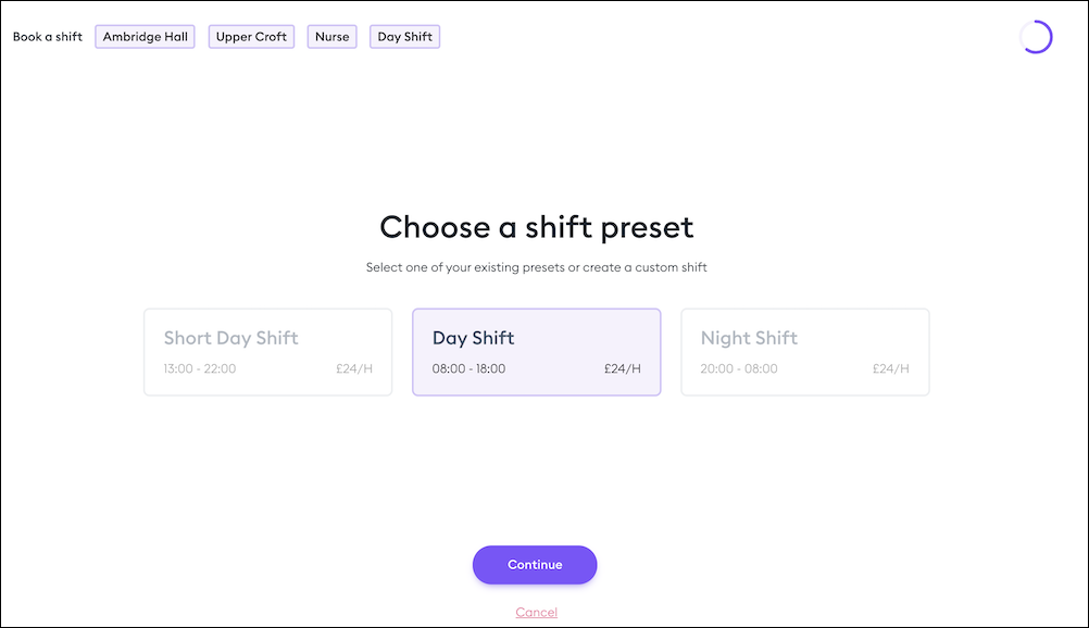 Select shift preset