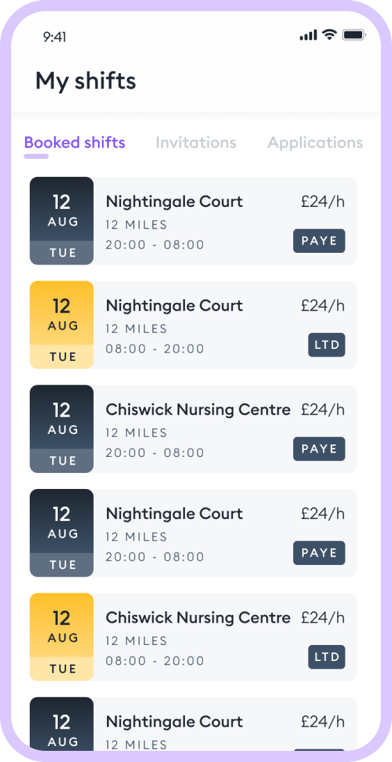 Flexible shifts app for nurses and carers Florence