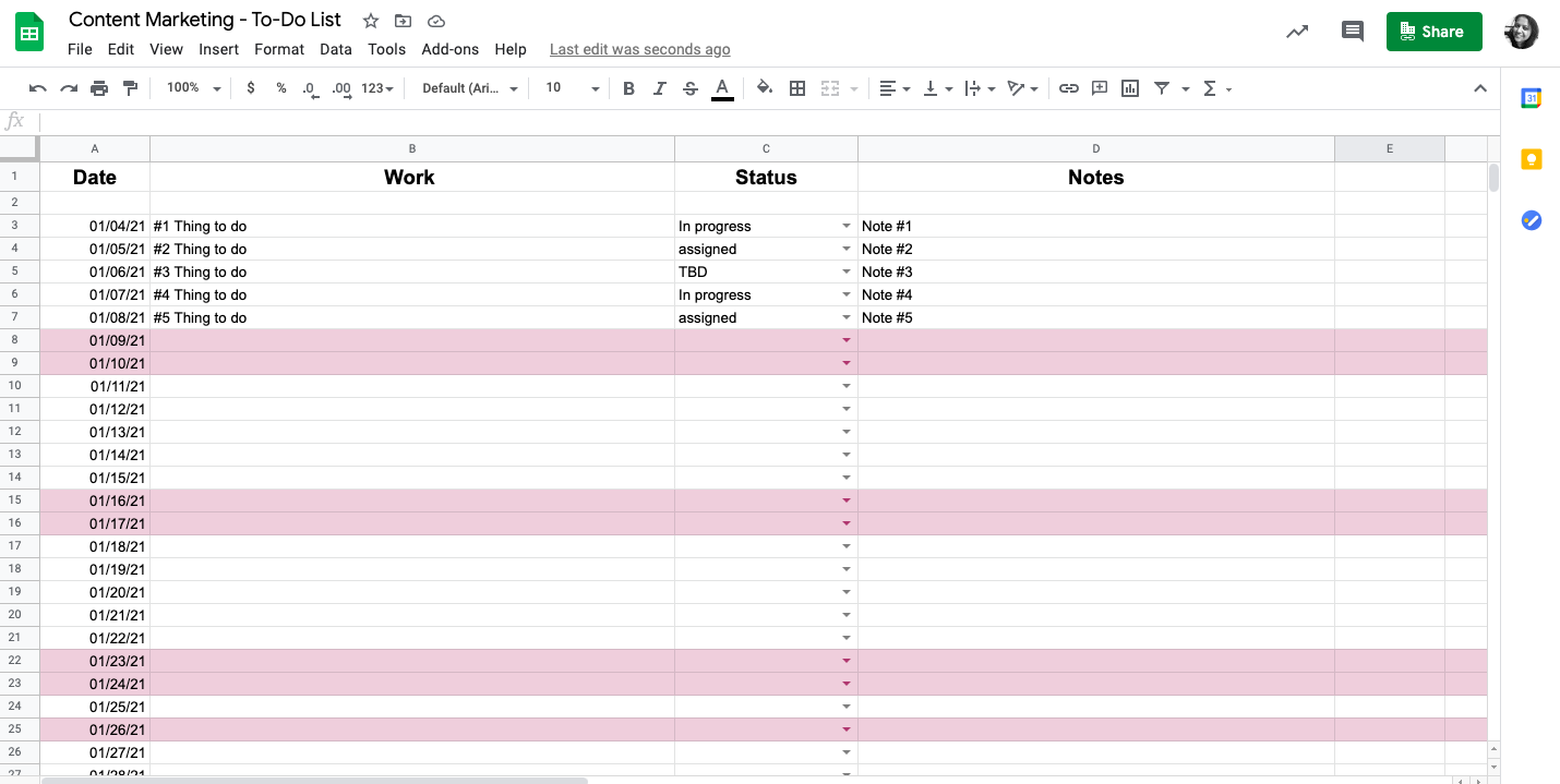 To Do List Google Sheets Template Free