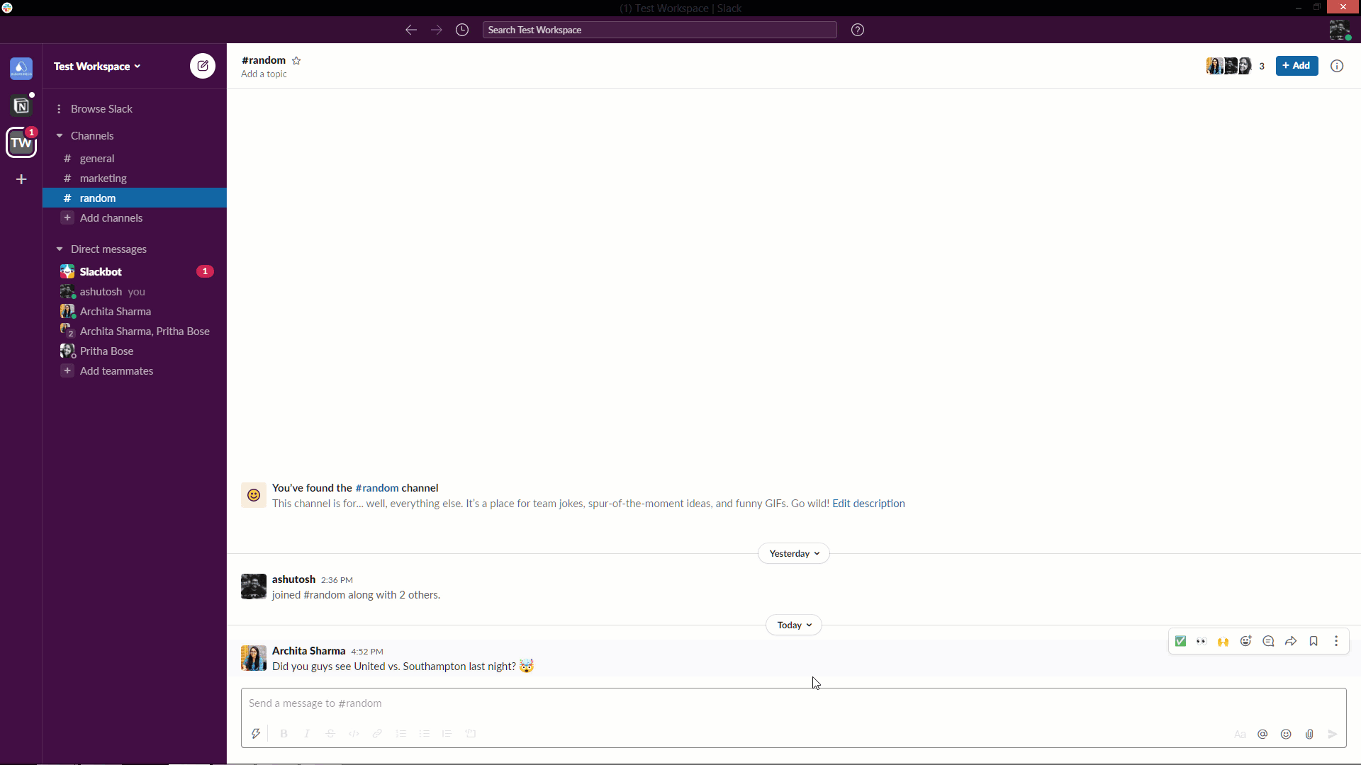 Create Slack thread messages