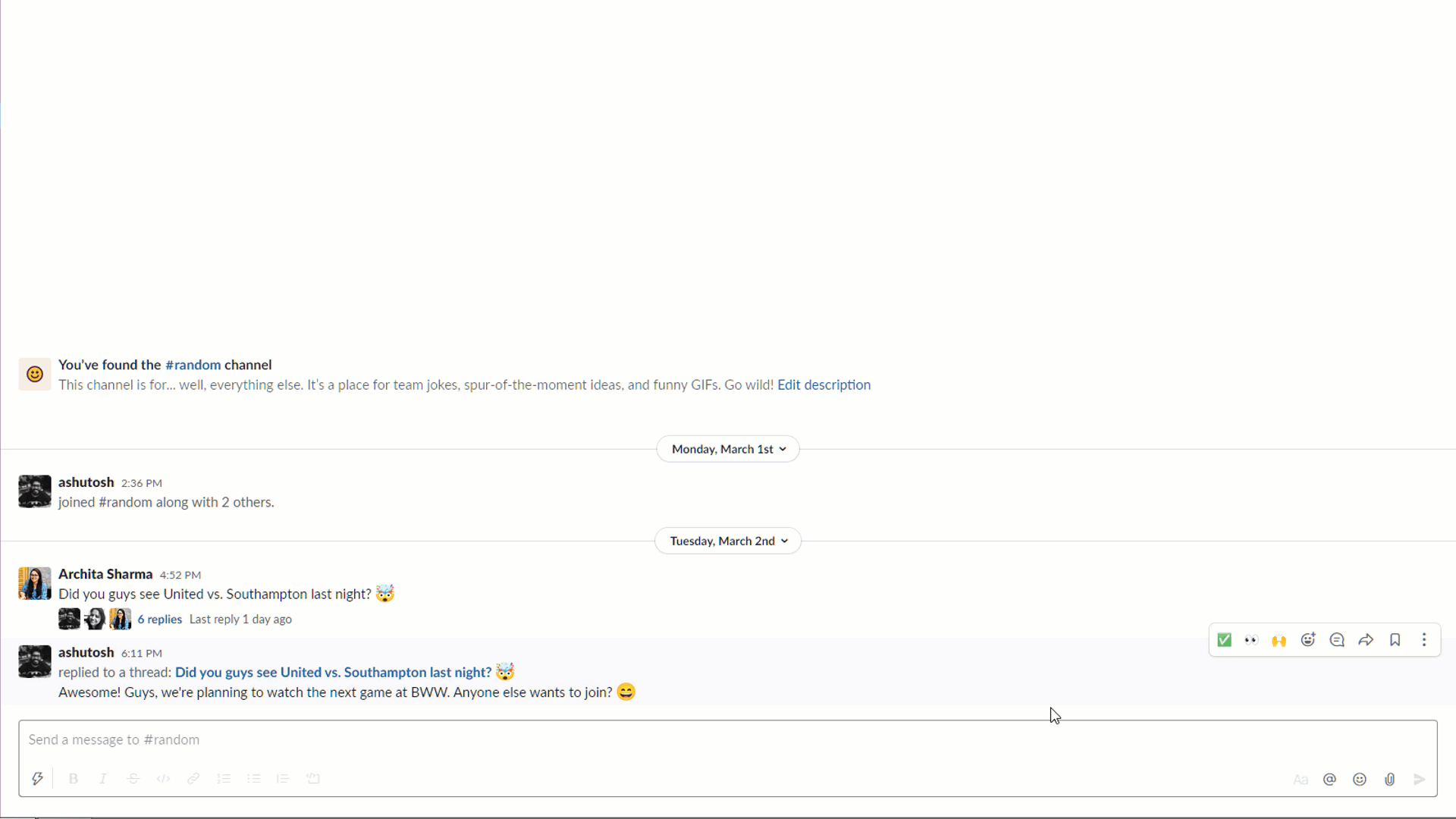 slack thread reply
