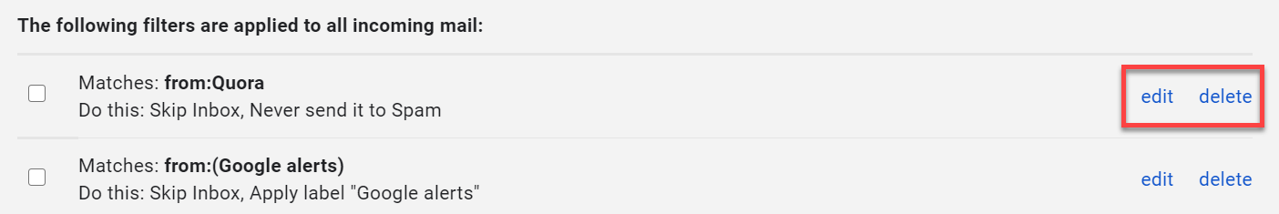 delete gmail filters