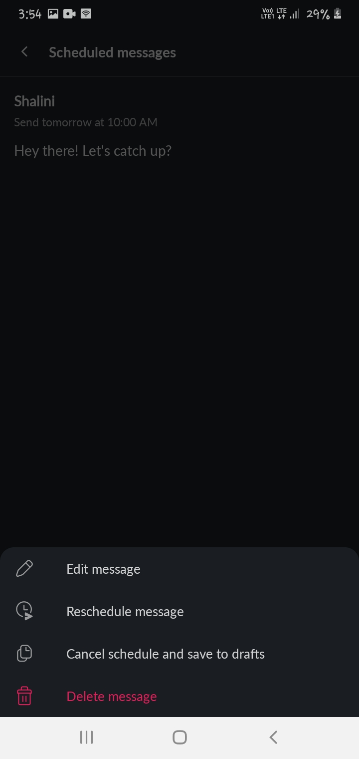 Edit, reschedule, send, save to drafts, cancel or delete scheduled messages