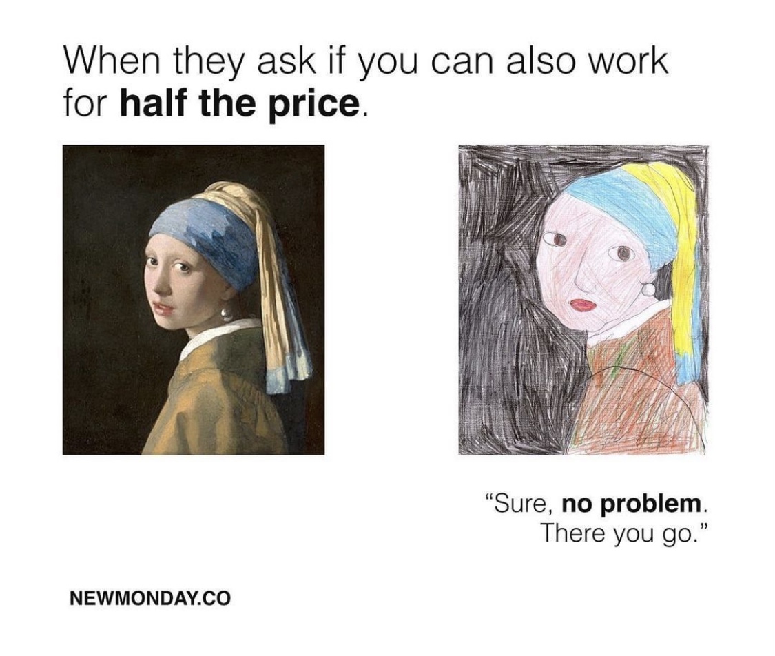 Arbeiten für den halben Preis witziges Meme