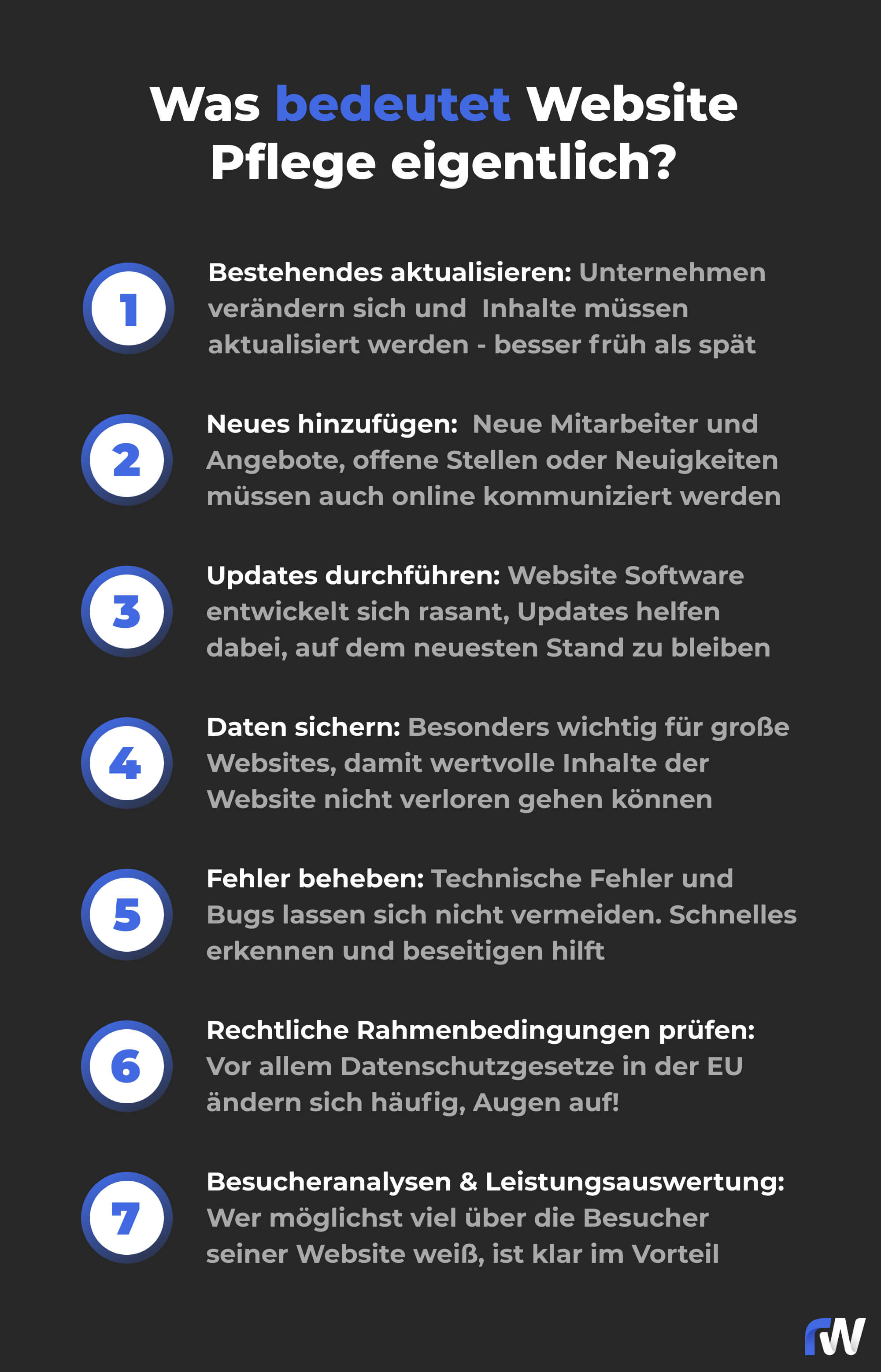 Infografik: Was bedeutet Website Pflege?